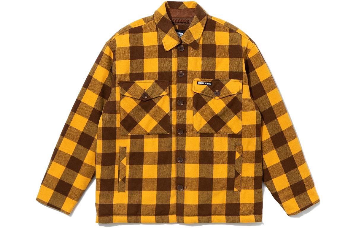 New Era SS23 Yellow Checkered Loose Fit Button-Up Jacket Unisex 13781085