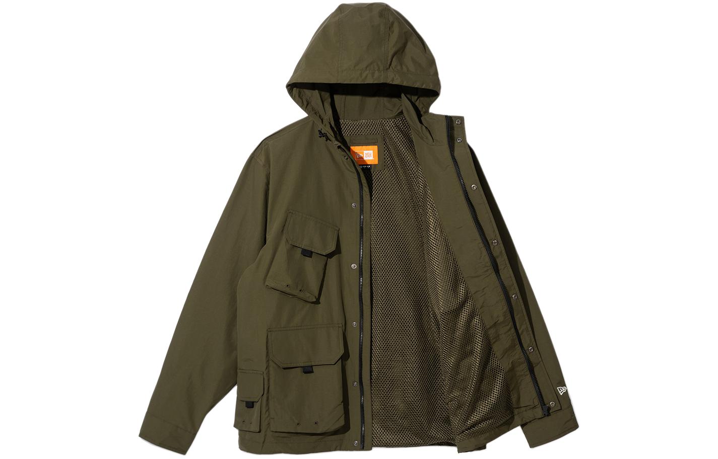 Shop 뉴에라 SS24 밀리터리 그린 멀티포켓 자수 후디 재킷 14179051