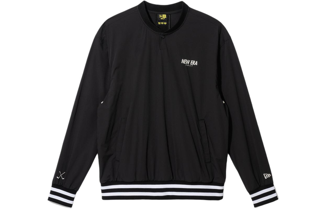 New Era SS24 Black Embroidered Logo Striped Long-Sleeve Jacket 14307733