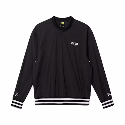 New Era SS24 Black Embroidered Logo Striped Long-Sleeve Jacket 14307733