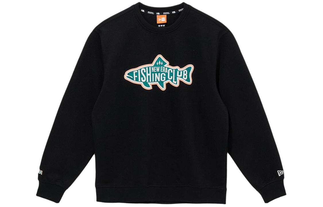 New Era SS24 Black Fish-Shaped Logo Crewneck Long Sleeve Sweatshirt 14179035