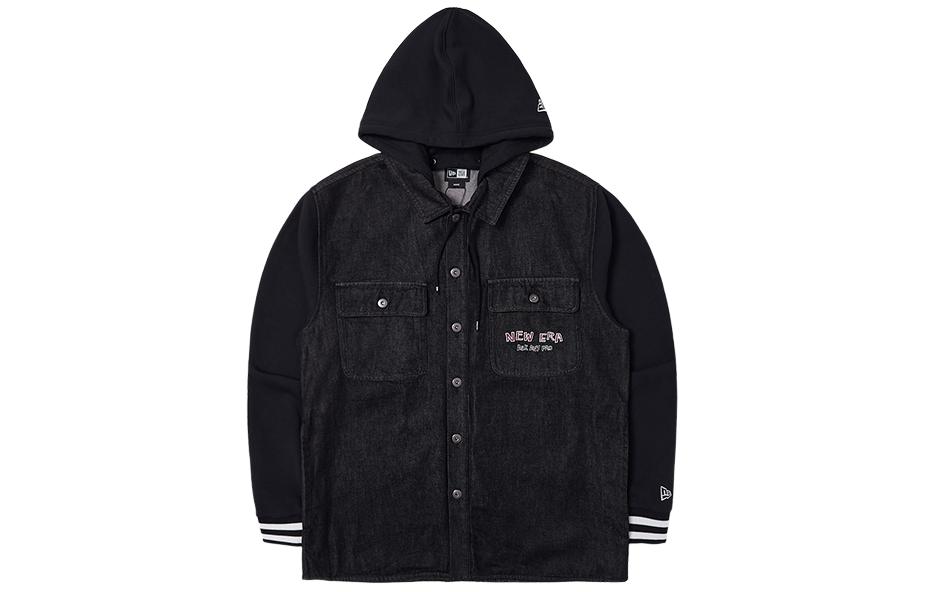 New Era SS24 Embroidered Logo Button-Up Hoodie Jacket Unisex Black 14187371 圖 2