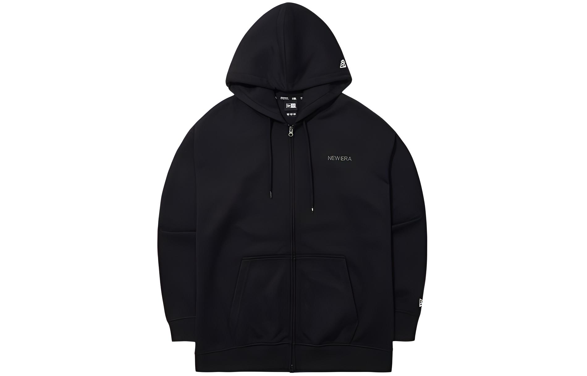 New Era SS24 Embroidered Zip-Up Knit Hoodie Unisex Black 14179195