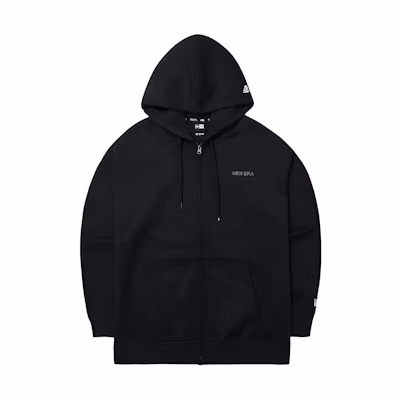 New Era SS24 Embroidered Zip-Up Knit Hoodie Unisex Black 14179195