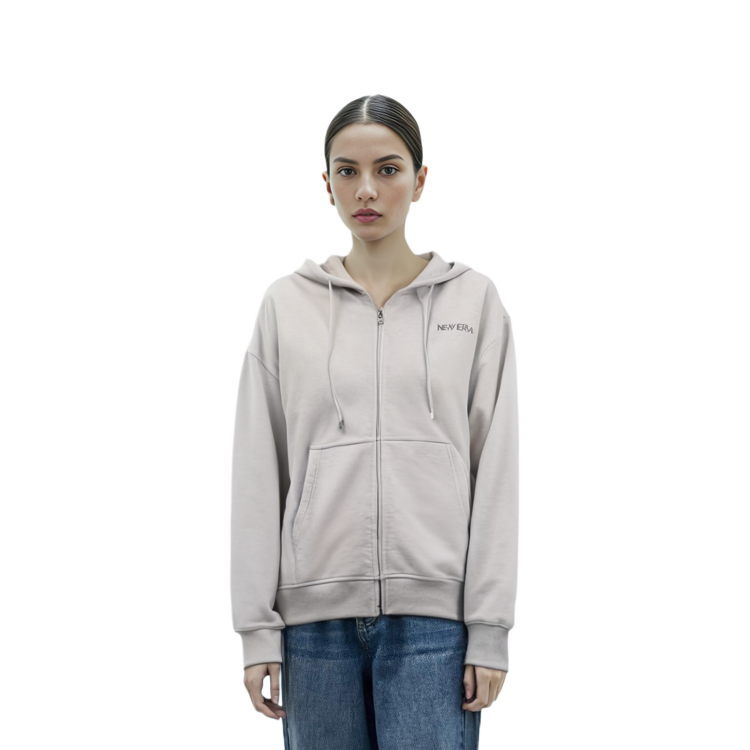 Shop New Era SS24 刺绣拉链针织连帽衫 中性 灰色 14179194