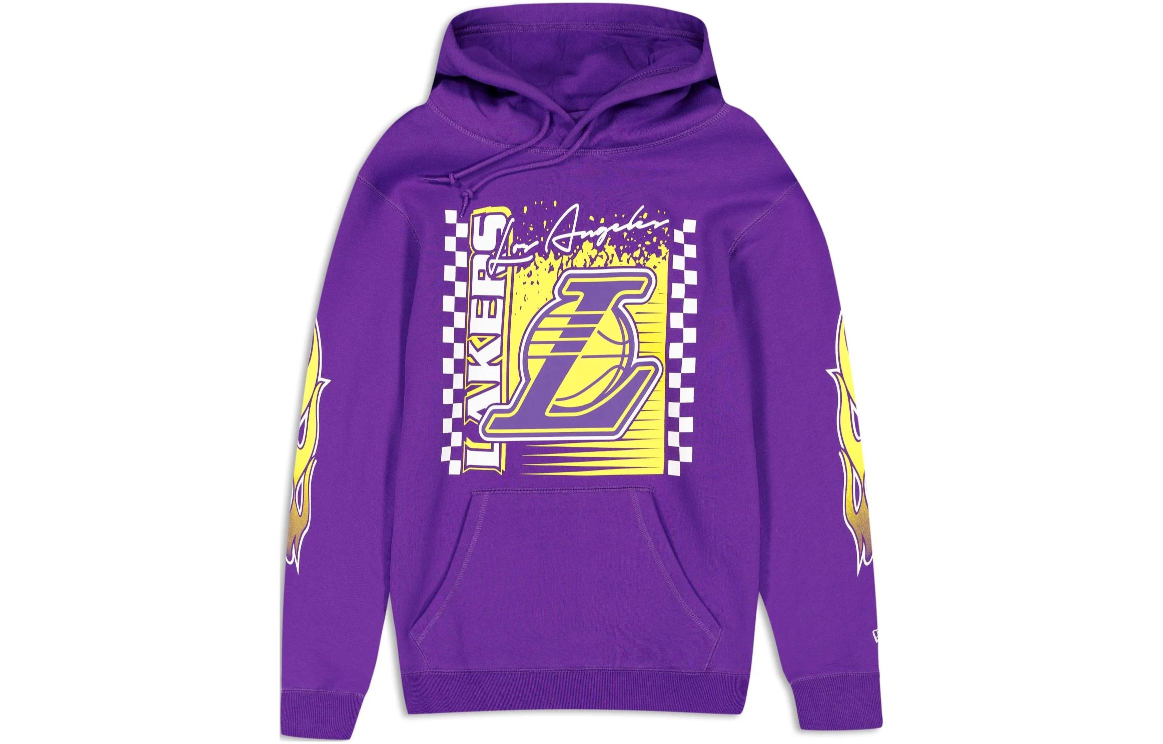 New Era SS24 LA Lakers Flame Letter Graphic Hoodie Unisex Purple 60491855