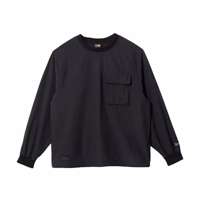 New Era SS24 Logo Embroidered Pullover Jacket Black Long Sleeve 14179095