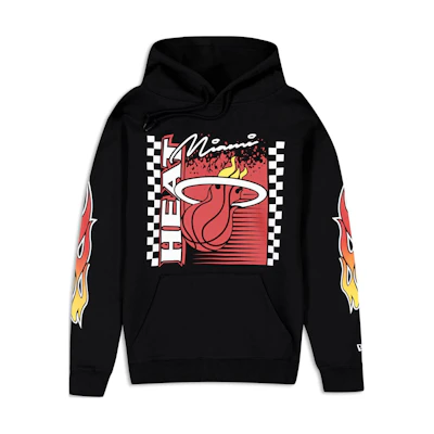 New Era SS24 Miami Heat Flame Letter Hoodie Unisex Black 60491856
