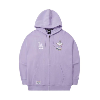 New Era SS24 MLB LA Dodgers NY Embroidered Zip Hoodie Unisex Purple 14112297