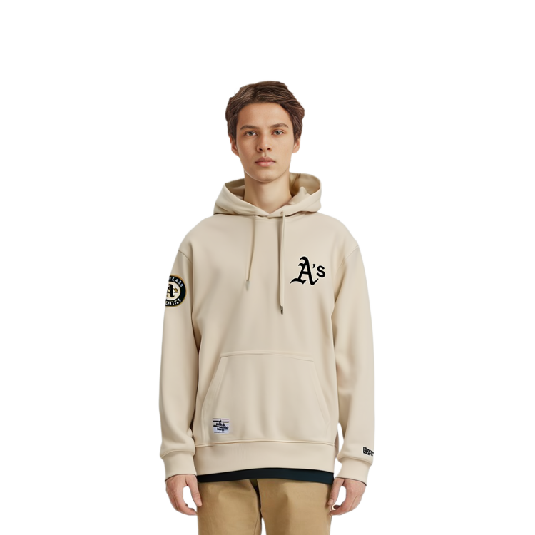 Shop New Era SS24 MLB Logo Embroidered Hoodie Beige Long-Sleeve 14179205