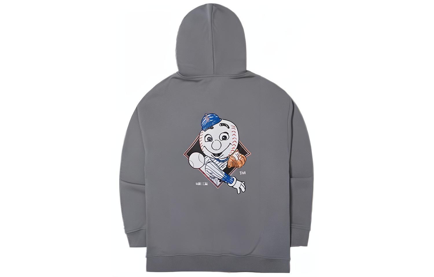 New Era SS24 MLB New York Mets Hand-Drawn Cartoon Hoodie Unisex Grey 14187449
