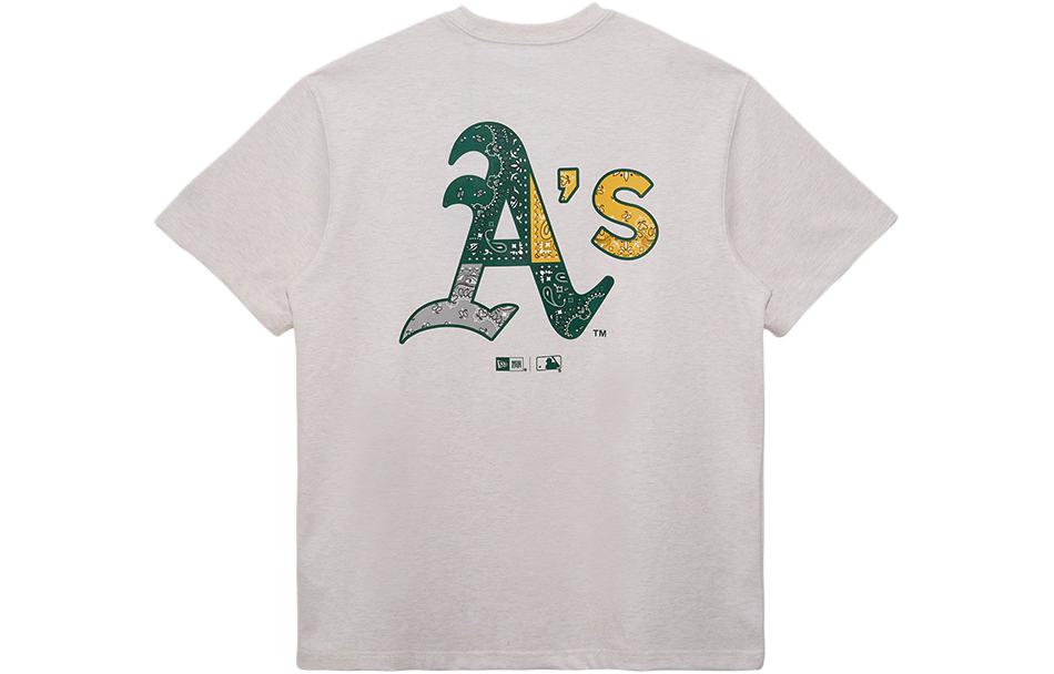 New Era SS24 MLB Oakland Athletics Logo Beige Unisex T-Shirt Casual Summer Style 14179140
