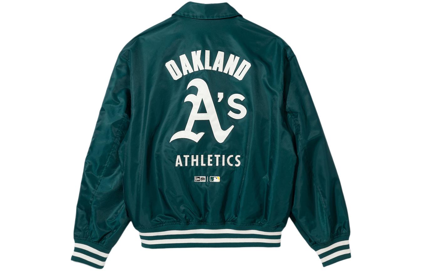 New Era SS24 MLB Oakland Athletics Logo Zip Collar Jacket Green 14179178