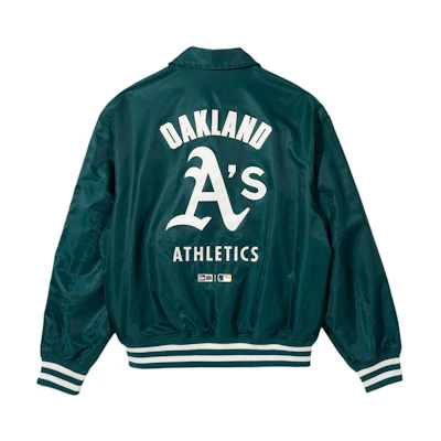 New Era SS24 MLB Oakland Athletics Logo Zip Collar Jacket Green 14179178