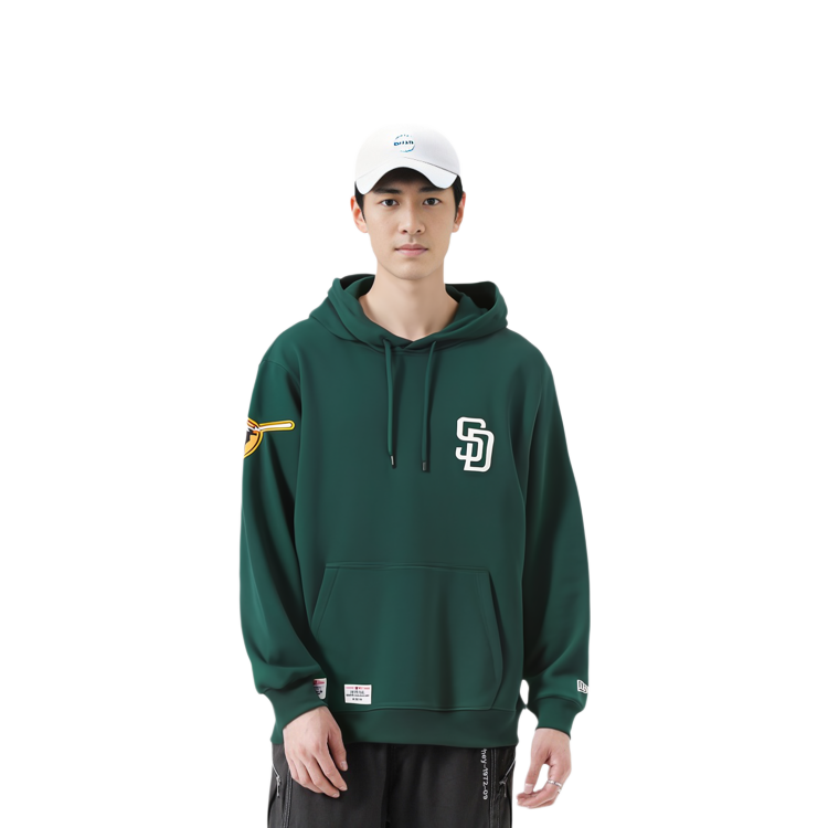 Shop New Era SS24 MLB 聖地牙哥教士刺繡標誌綠色連帽衣 男款 14179204