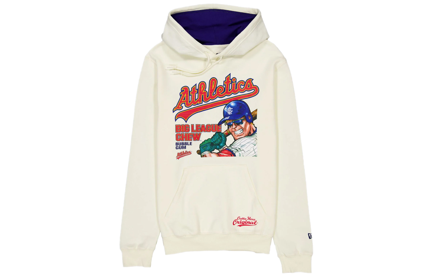 New Era SS24 Oakland Athletics Kangaroo Pocket Cartoon Hoodie Beige Unisex 60505881