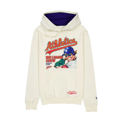 New Era SS24 Oakland Athletics Kangaroo Pocket Cartoon Hoodie Beige Unisex 60505881
