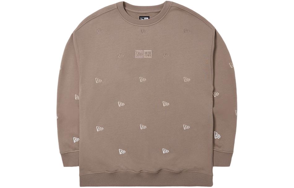 New Era SS24 Oversized Gradient Embroidery Pullover Sweatshirt Khaki-Unisex 14187456