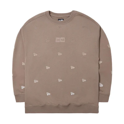 New Era SS24 Oversized Gradient Embroidery Pullover Sweatshirt Khaki-Unisex 14187456