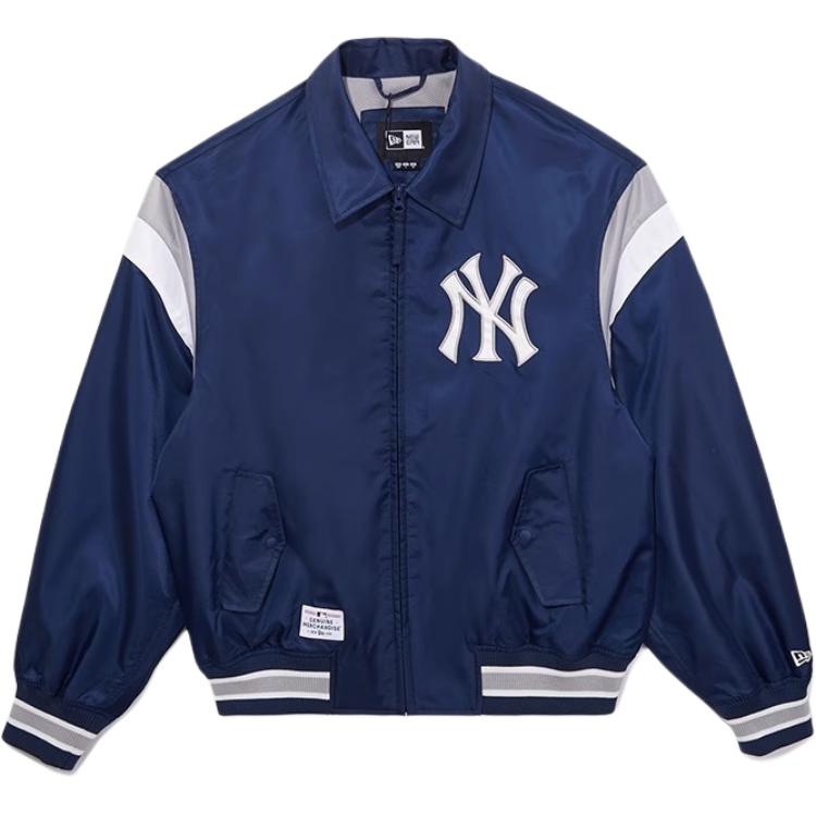 New Era SS25 MLB New York Yankees Navy Retro Zip-Up Baseball Jacket Unisex. 14536475