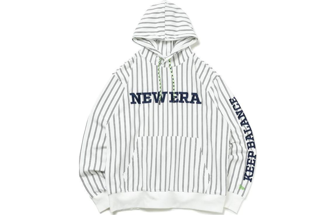 New Era Striped Logo Pullover Hoodie Unisex White 14109073