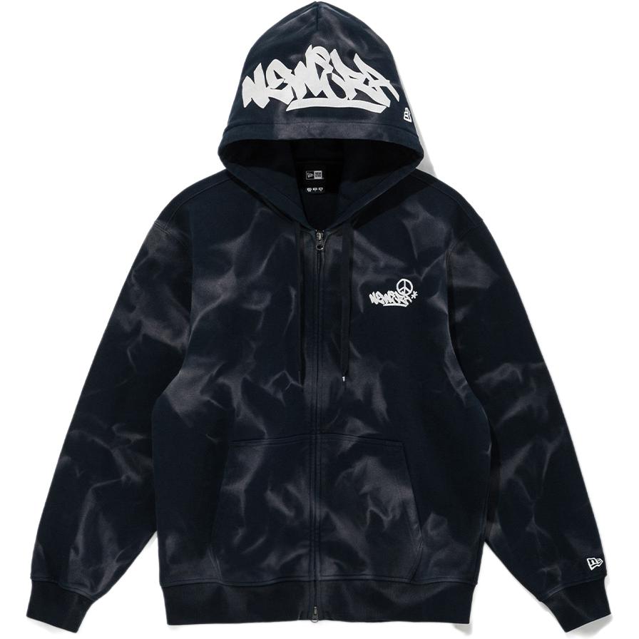 New Era Tie-Dye Graffiti Zip Hoodie Unisex Navy Blue 14410473