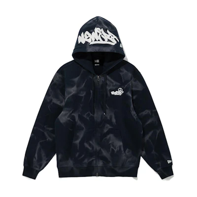 New Era Tie-Dye Graffiti Zip Hoodie Unisex Navy Blue 14410473