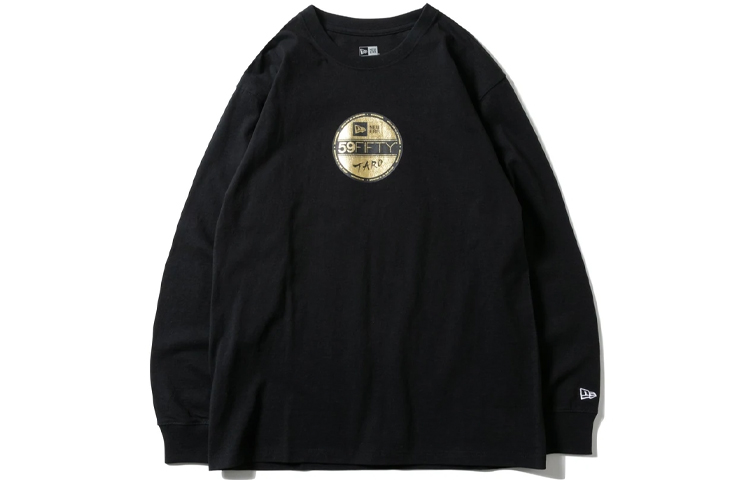 New Era Unisex Black Crewneck Printed Long-Sleeve Sweatshirt 12860512