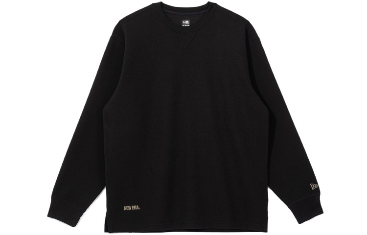 New Era Unisex Black Crewneck Sweatshirt with Solid Color Embroidered Logo 13781204