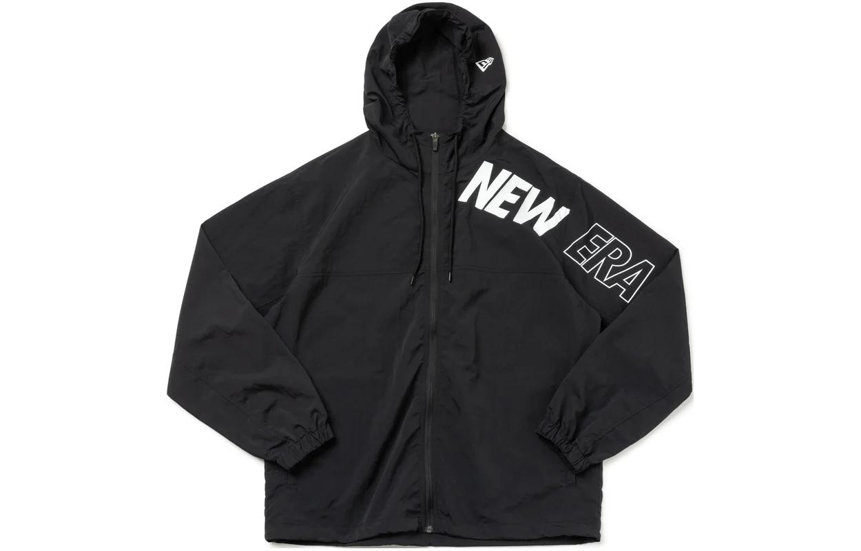 New Era Unisex Black Hoodie Jacket with Solid Logo and Letter Print 13755339