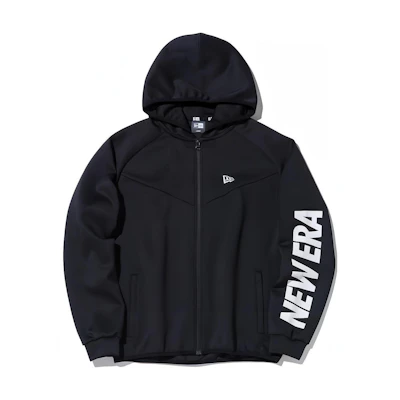 New Era Unisex Black Logo Print Hooded Zip-Up Jacket Long Sleeve 13870615