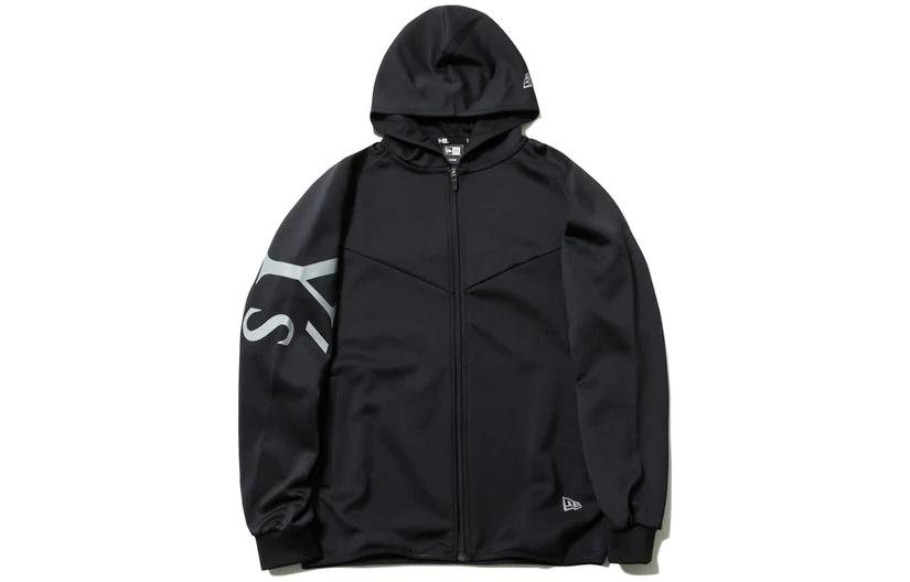 New Era Unisex Black Loose-Fit Lettering Zip Hoodie Jacket Long Sleeve 12254635