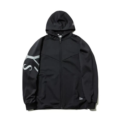 New Era Unisex Black Loose-Fit Lettering Zip Hoodie Jacket Long Sleeve 12254635