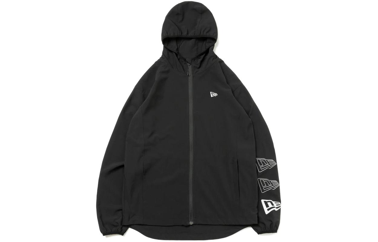 New Era Unisex Black Solid Hoodie Windbreaker Zip-Up Jacket 13331004