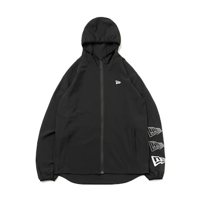 New Era Unisex Black Solid Hoodie Windbreaker Zip-Up Jacket 13331004