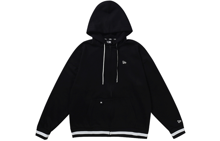 New Era Unisex Black Striped Embroidered Zip-Up Hoodie Jacket 12354564