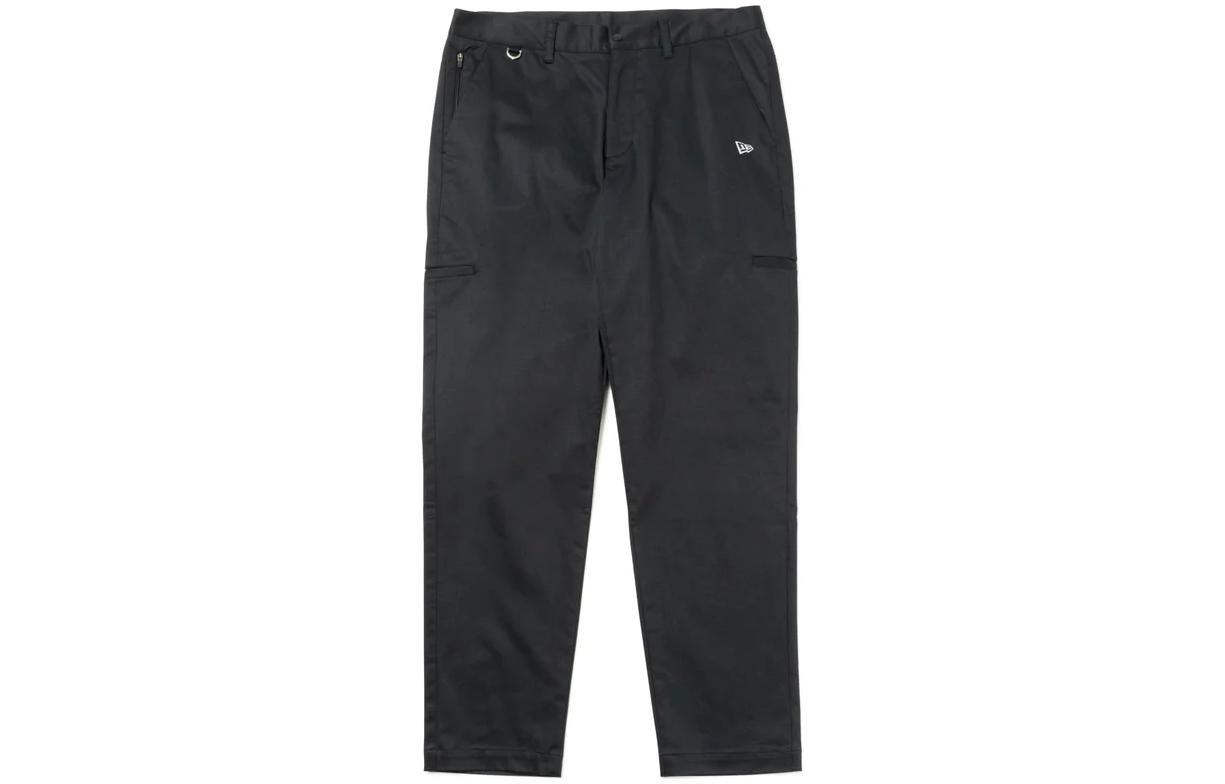 New Era Unisex Casual Straight-Leg Mid-Waist Zip Pants Black. 13334232