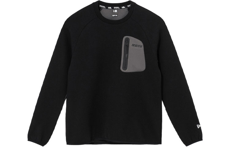 New Era Unisex Crewneck Pullover with Zipper Pocket Splicing - Black 13086467