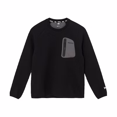 New Era Unisex Crewneck Pullover with Zipper Pocket Splicing - Black 13086467