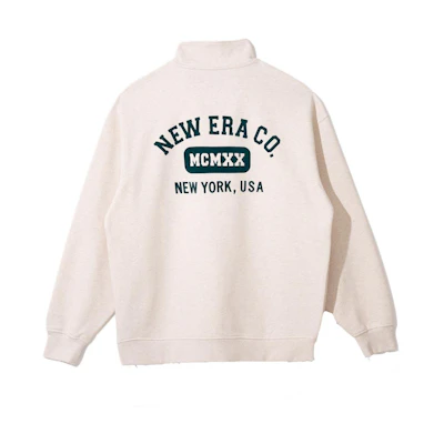 New Era Unisex Half-Turtleneck Letter Pullover Sweatshirt Oatmeal 13781190
