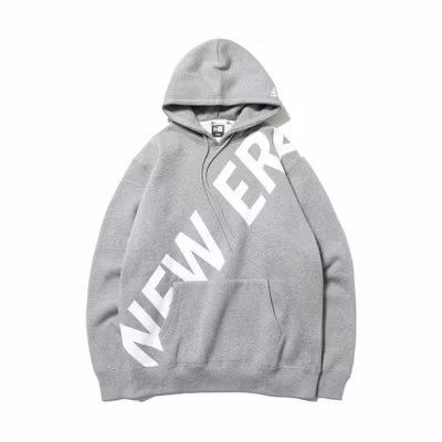 New Era Unisex Loose Fit Letter Hoodie Long Sleeve - Gray 12542621