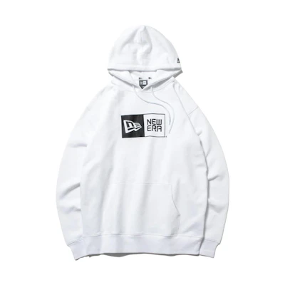 New Era Unisex White Hoodie with Logo Print and Letter Graphic Design 12542640