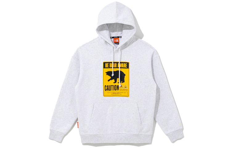 New Era Unisex Winter Fleece Hoodie Gray White Casual Minimalist Design 12866493