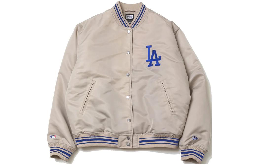 New Era V-Neck Long-Sleeve Striped Jacket with Double Pockets Unisex Pink 13755403