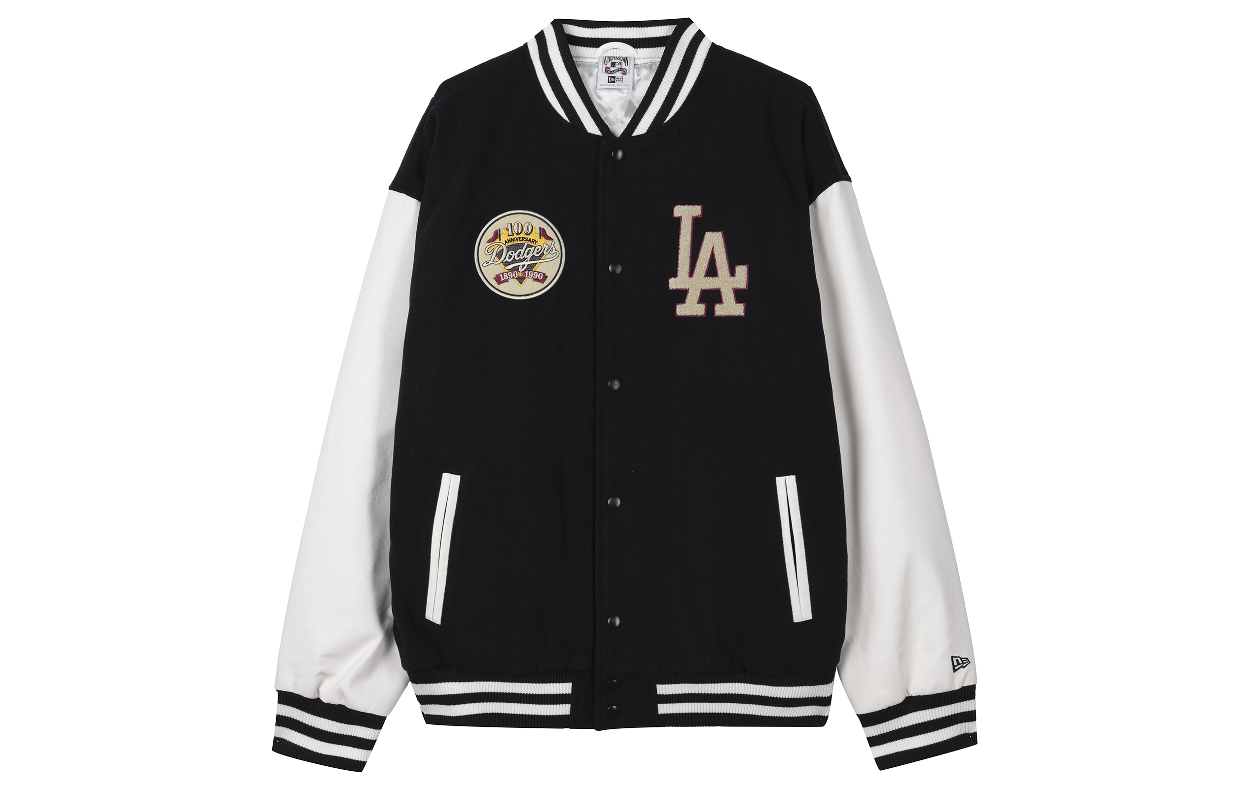New Era Varsity Style Letter Print Colorblock Jacket Unisex - Navy Blue. 60416326