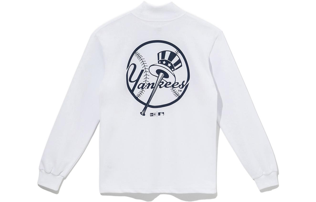 New Era White Letter Print Pullover Sweatshirt Unisex 13331032