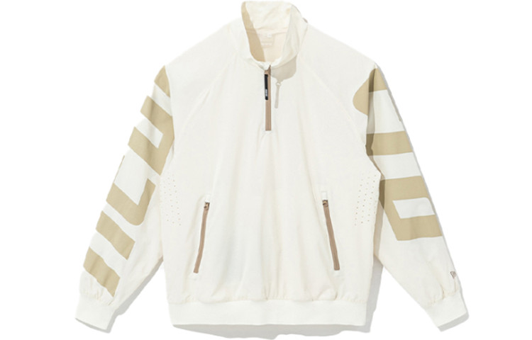 New Era Woven Half-Zip Logo Stand Collar Jacket Unisex Ivory 13086453