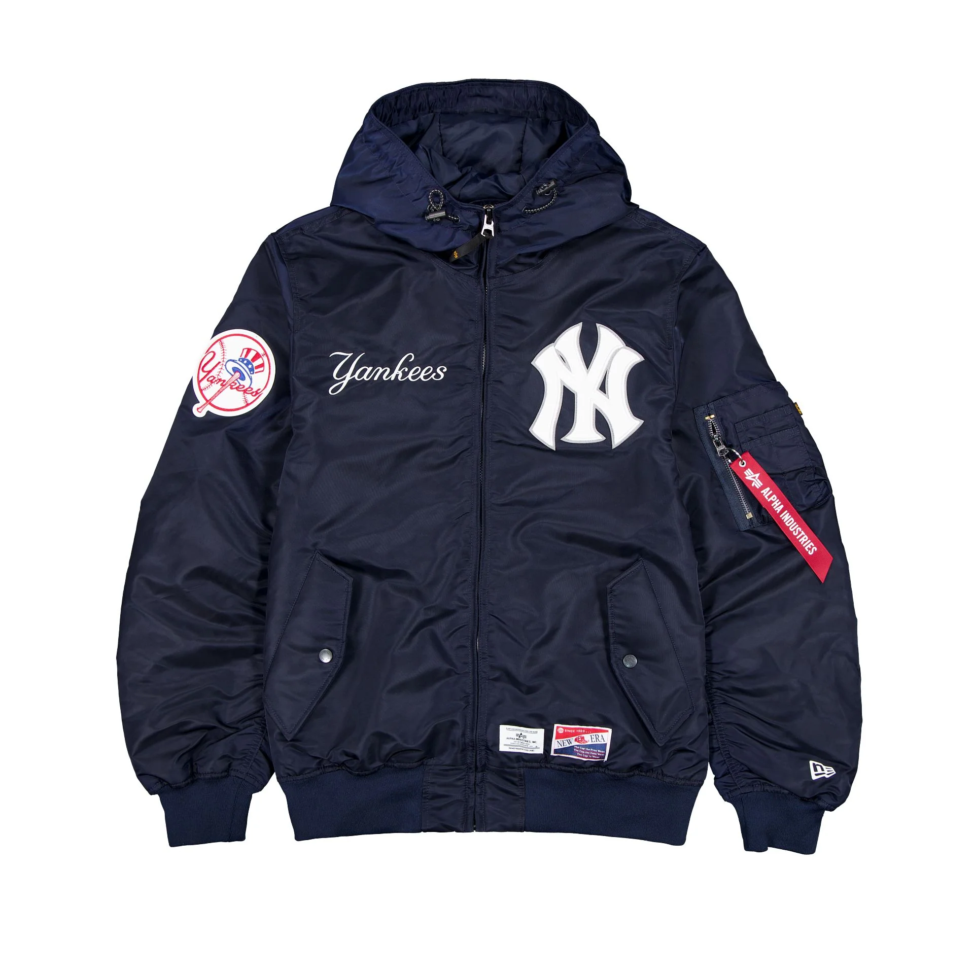 New Era x Alpha Industries FW24 Yankees Navy Pilot Logo Zip-Up Hoodie Jacket Unisex 60564139