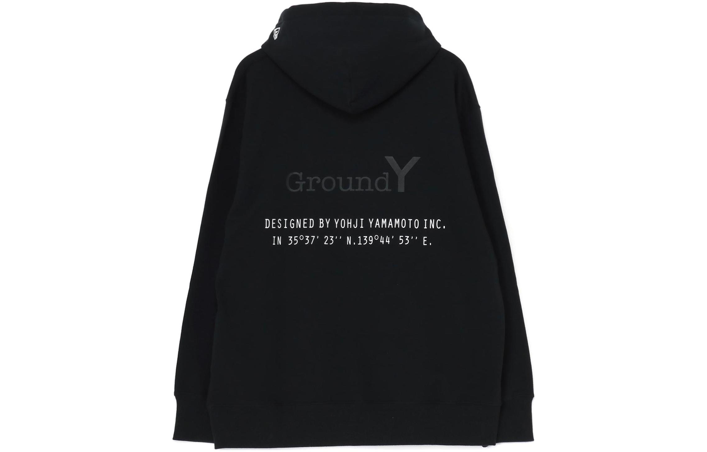 New Era Ground Y SS24 Black Logo Embroidered Drawstring Hoodie Unisex GS-T50-050-1