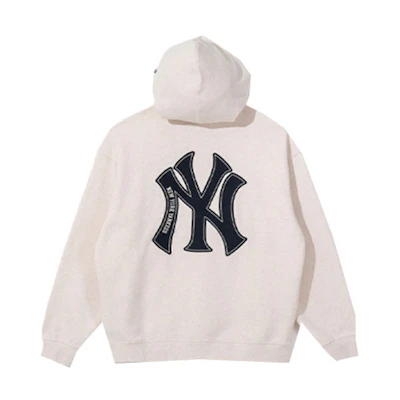 New Era MLB Yankees Logo Pullover Hoodie Oatmeal Unisex Long Sleeve 13781158